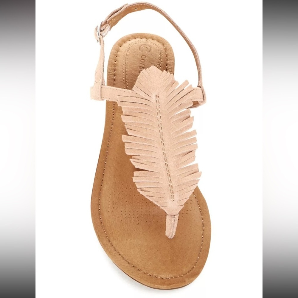 50%offw❤️Corso Como Women's Cayman Feather Sandal, Tan, 6M US s15